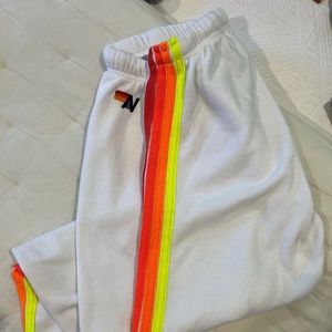 Aviator Nation WOMEN'S 5 STRIPE SWEATPANTS - White